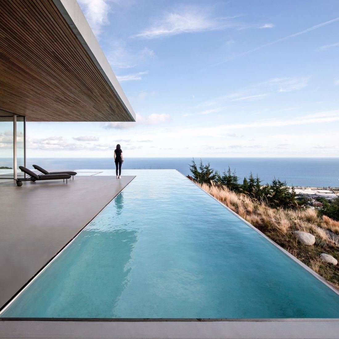 Rooftop infinity pool overlooking the Caribbean